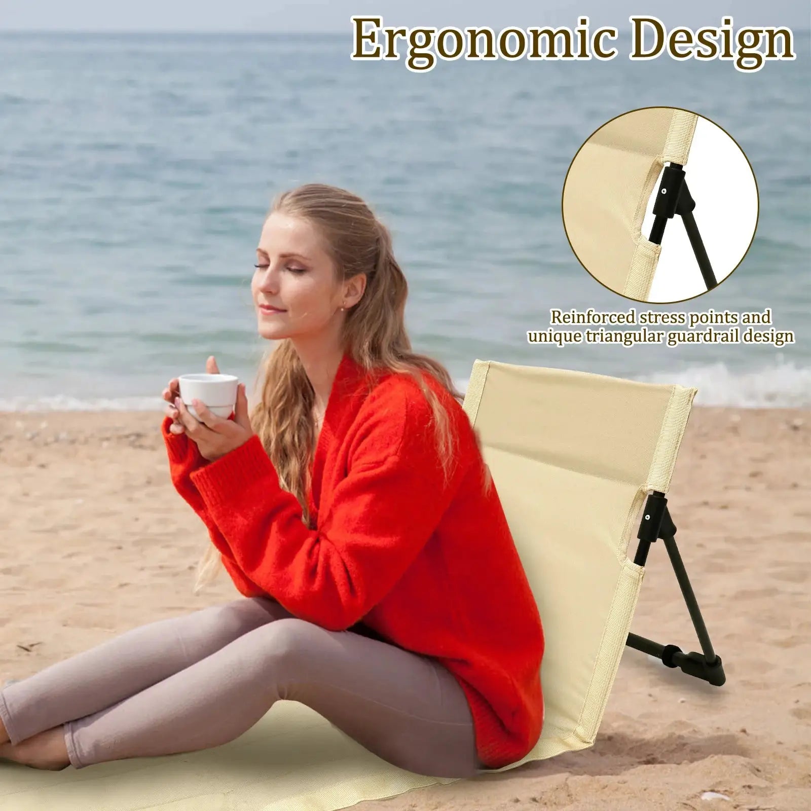 Simples Market outdoor foldable camping chair beige Oxford cloth on beach scene
