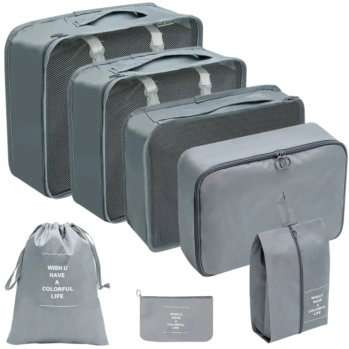 7 To 10 Piece Travel Organizer Set Packing Cubes And Oxford Storage Bags For Luggage Clothes Shoes Wardrobe