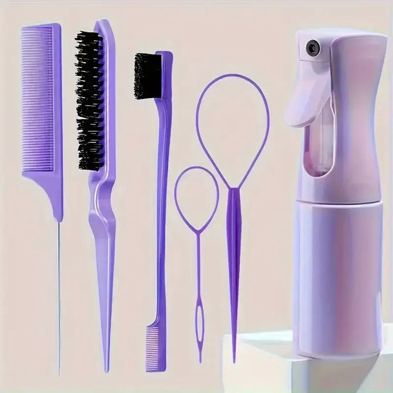 AuroraPro Six Piece Hair Styling Kit Versatile Braiding Teasing Edge Control Tools For All Hair Types