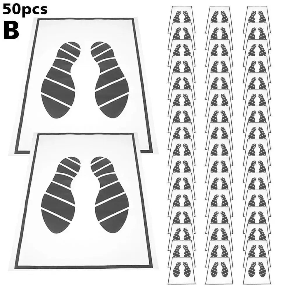 Simples Market disposable car floor mats, 50-piece set, white waterproof anti-slip mats with footprint pattern