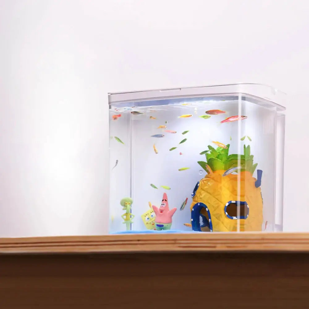 Desktop Ecological Mini Betta Fish Tank for Living Room and Desk Quiet Operation and LED Lighting