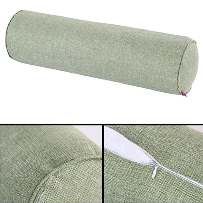 Cotton linen cylindrical pillow case in sage green with zipper