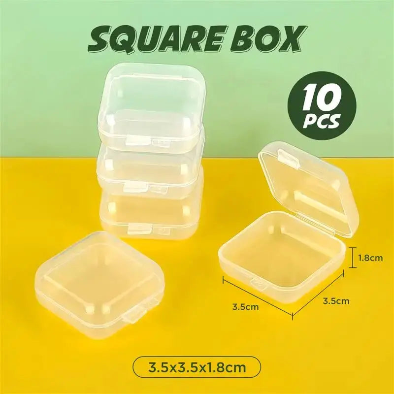 10 Piece Set of Translucent Clear PP Plastic Storage Boxes Rectangular Dustproof Jewelry Case Container