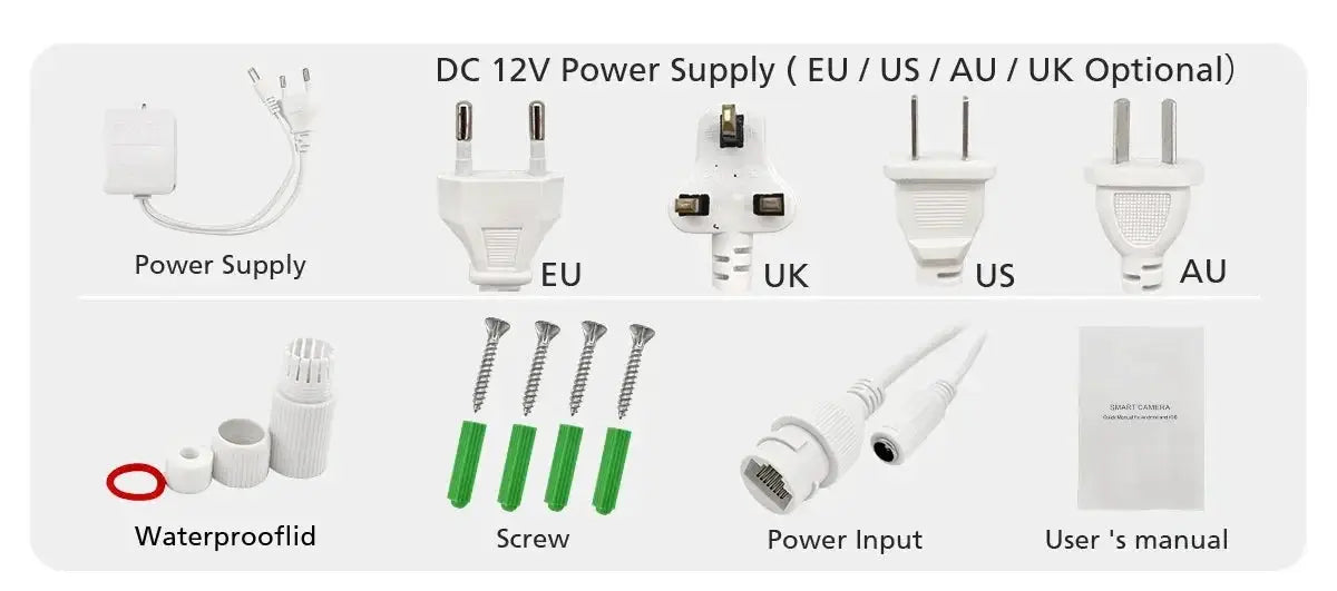 BESDER 4K 8MP WiFi outdoor PTZ security camera kit by Simples Market with 12V power supply and EU/UK/US/AU adapters