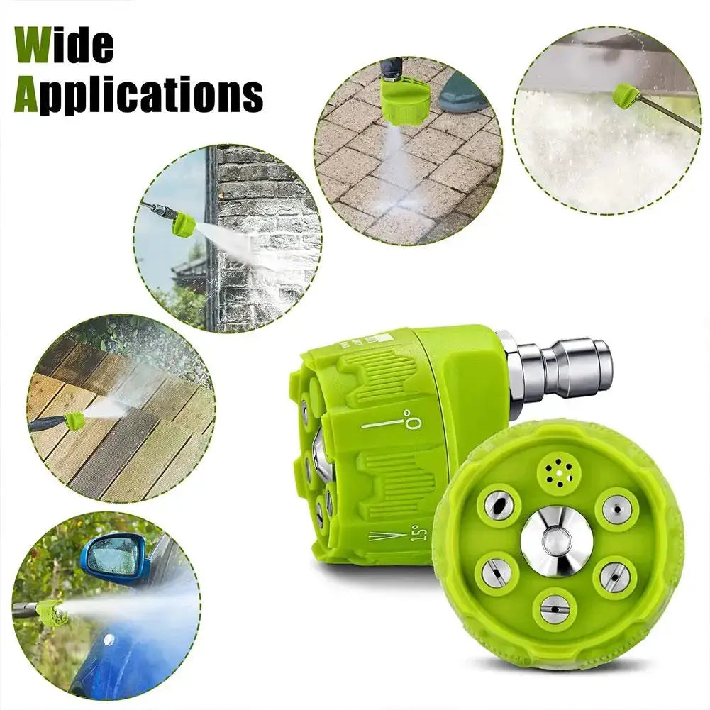 High Pressure Washer Spray Nozzle Six In One Rotating Tip 0 15 25 40 Degree Quick Connect Garden Cleaning