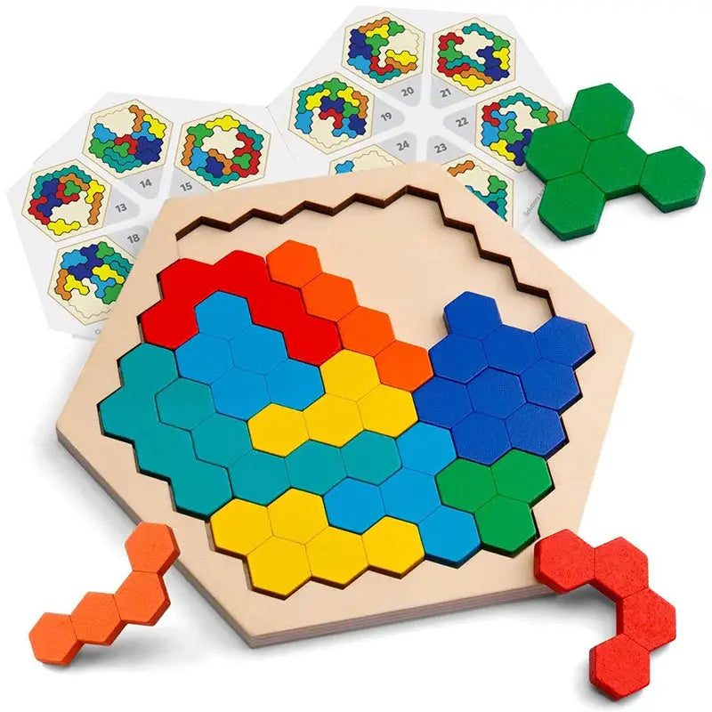 Colorful 3D Wooden Tangram Puzzle For Kids Educational Math Jigsaw Game Preschool Imagination Toys