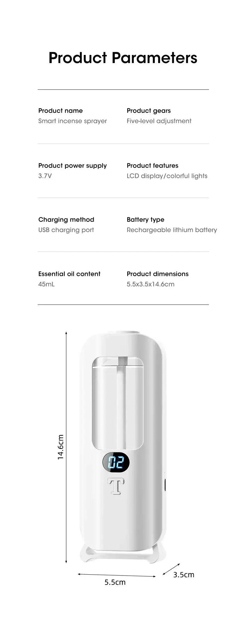 Rechargeable Aromatic Diffuser 5 Modes Essential Oil Diffuser Machine Homemade Perfume Diffuser for Home Car Room Fragrance