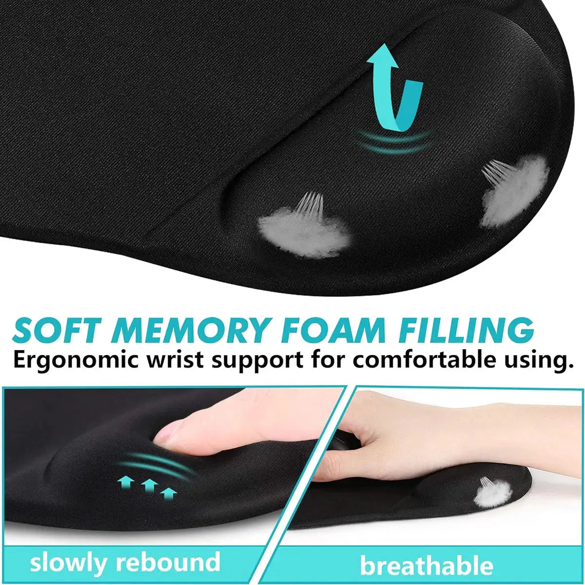 2 Piece Keyboard And Mouse Pad Wrist Rest Set With Silky Gel Memory Foam For Comfortable Ergonomic Keyboard And Mouse