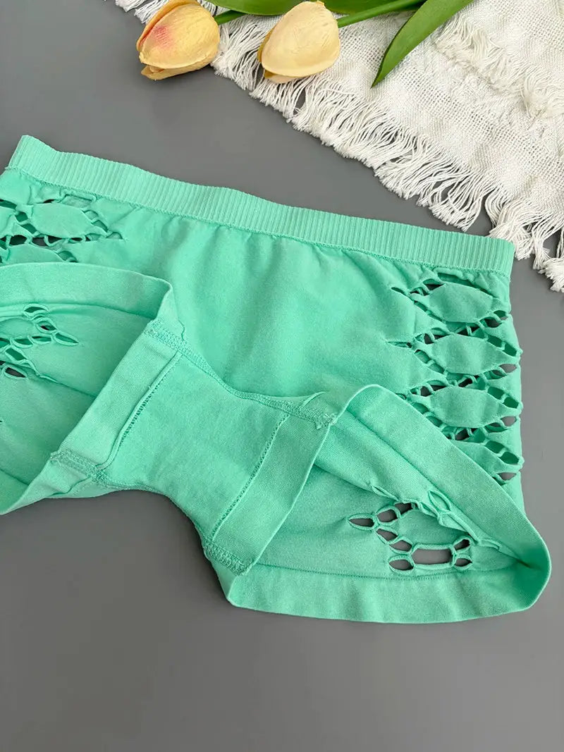 Seamless sports underpants shorts in mint green with side mesh cutouts