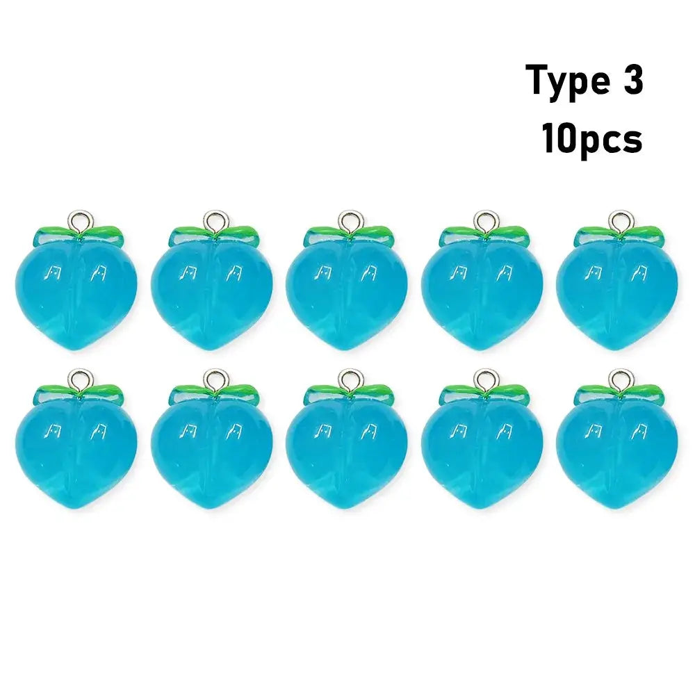 10 Pieces Transparent Peach Flat Resin Charms For Jewelry Making DIY Earrings Necklace Keychain Decoration