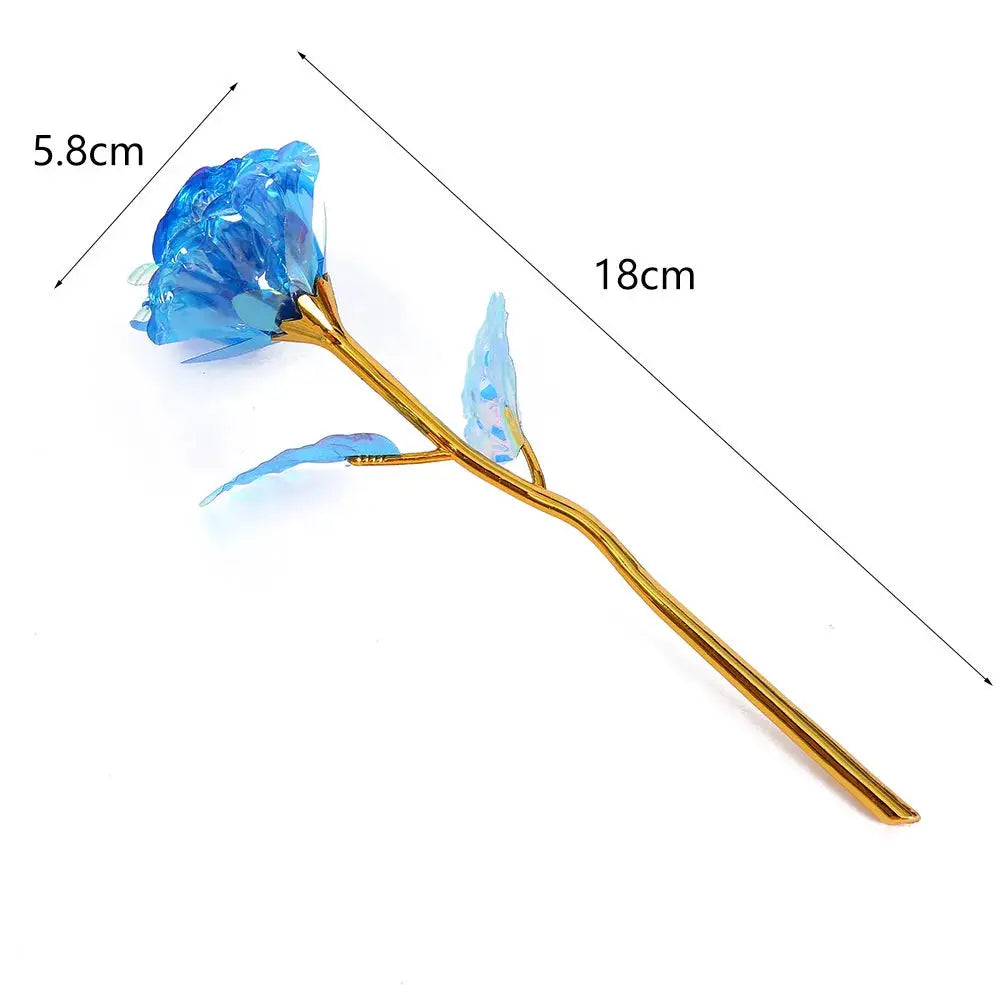 Simples Market 24k gold rose with blue foil petals, 18cm artificial flower for gifts and decor