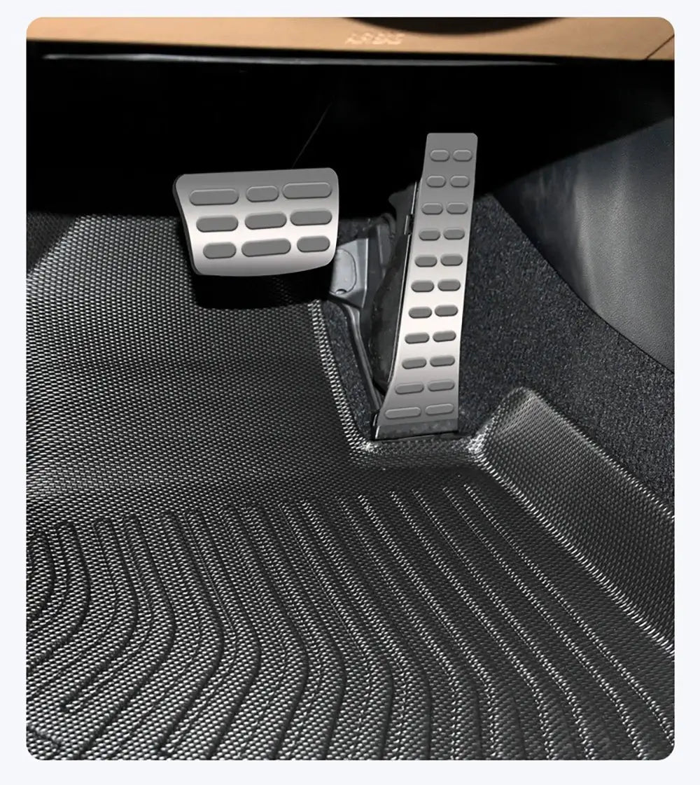 All-weather floor mats for Kia Sorento, black TPE with textured anti-slip surface.