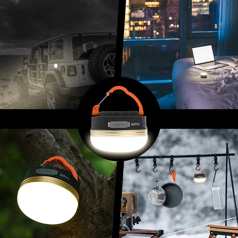 10W USB rechargeable camping lantern by Simples Market with orange handle for portable outdoor lighting