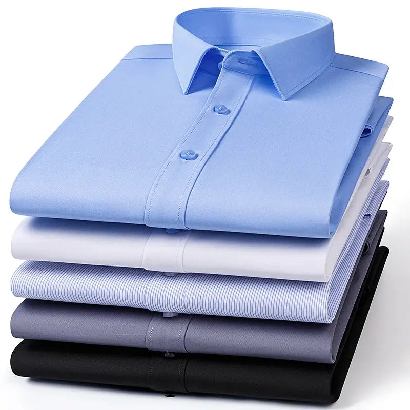 Men's bamboo fiber long-sleeve shirts six-pack in assorted colors (blue, white, striped, gray, black)