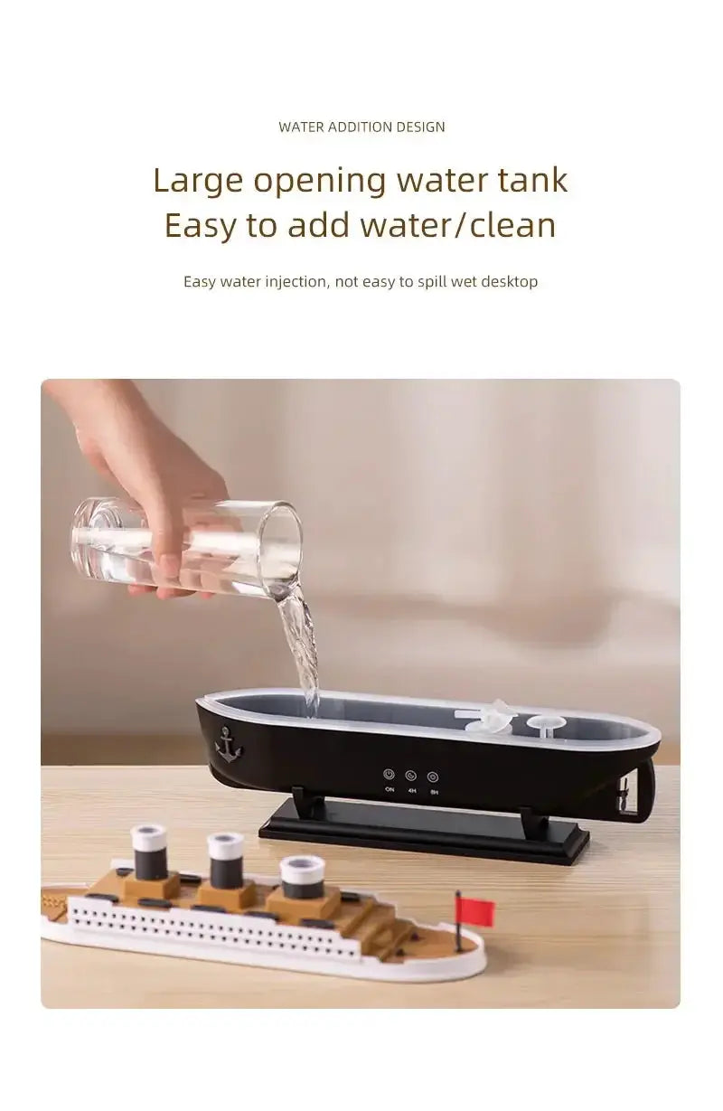Retro Ship Air Humidifier Ultrasonic Aromatherapy Diffusers Mist Maker Fragrance Essential Oil Aroma Difusor Remote control