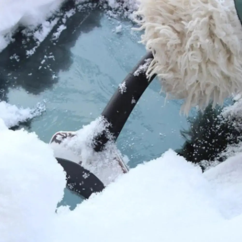 2Pcs Multifunction Car Snow Shovel with ice scraper and beige fluffy brush head, Simples Market