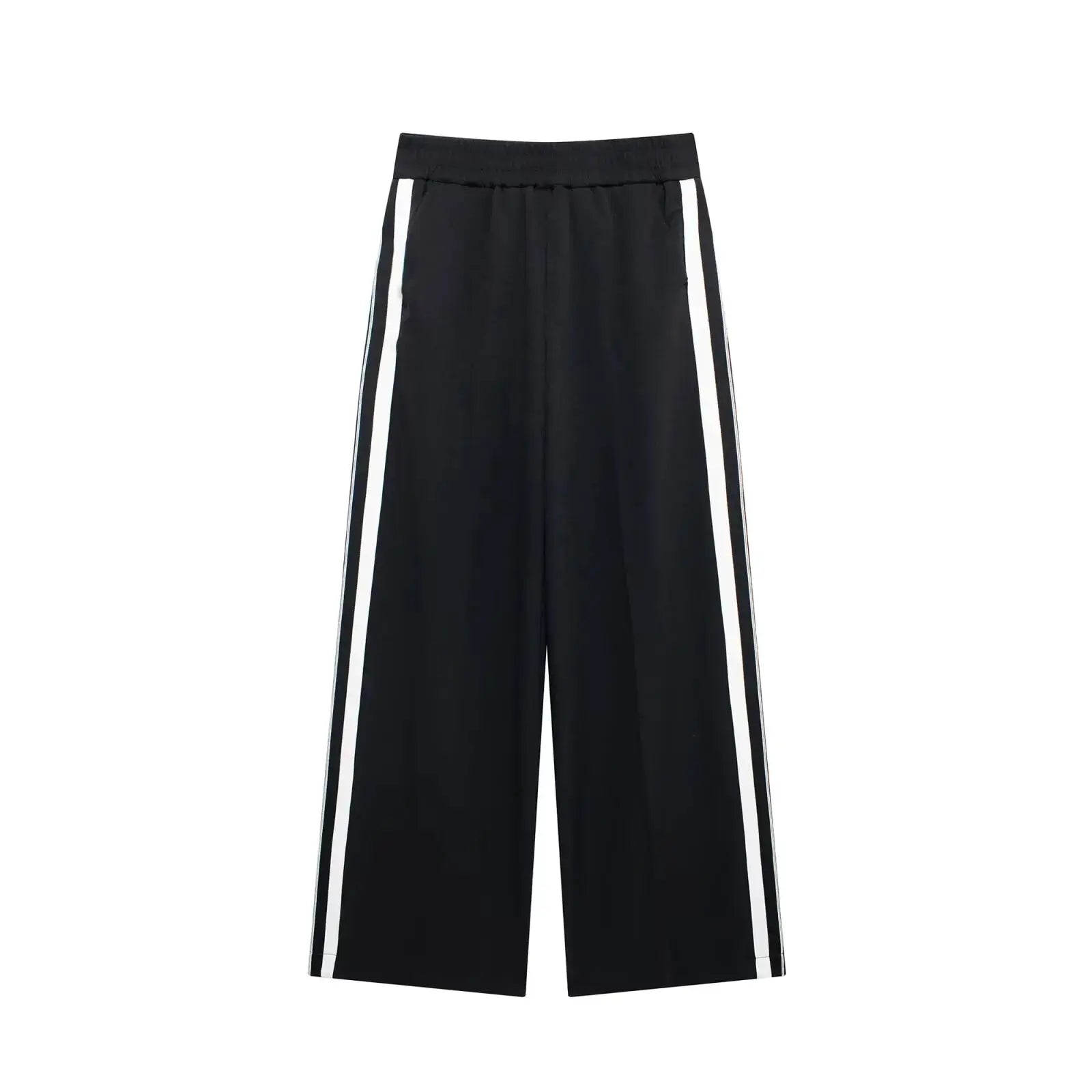 2024 New Women Patchwork Black White Baggy Pants Short Jacket Set
