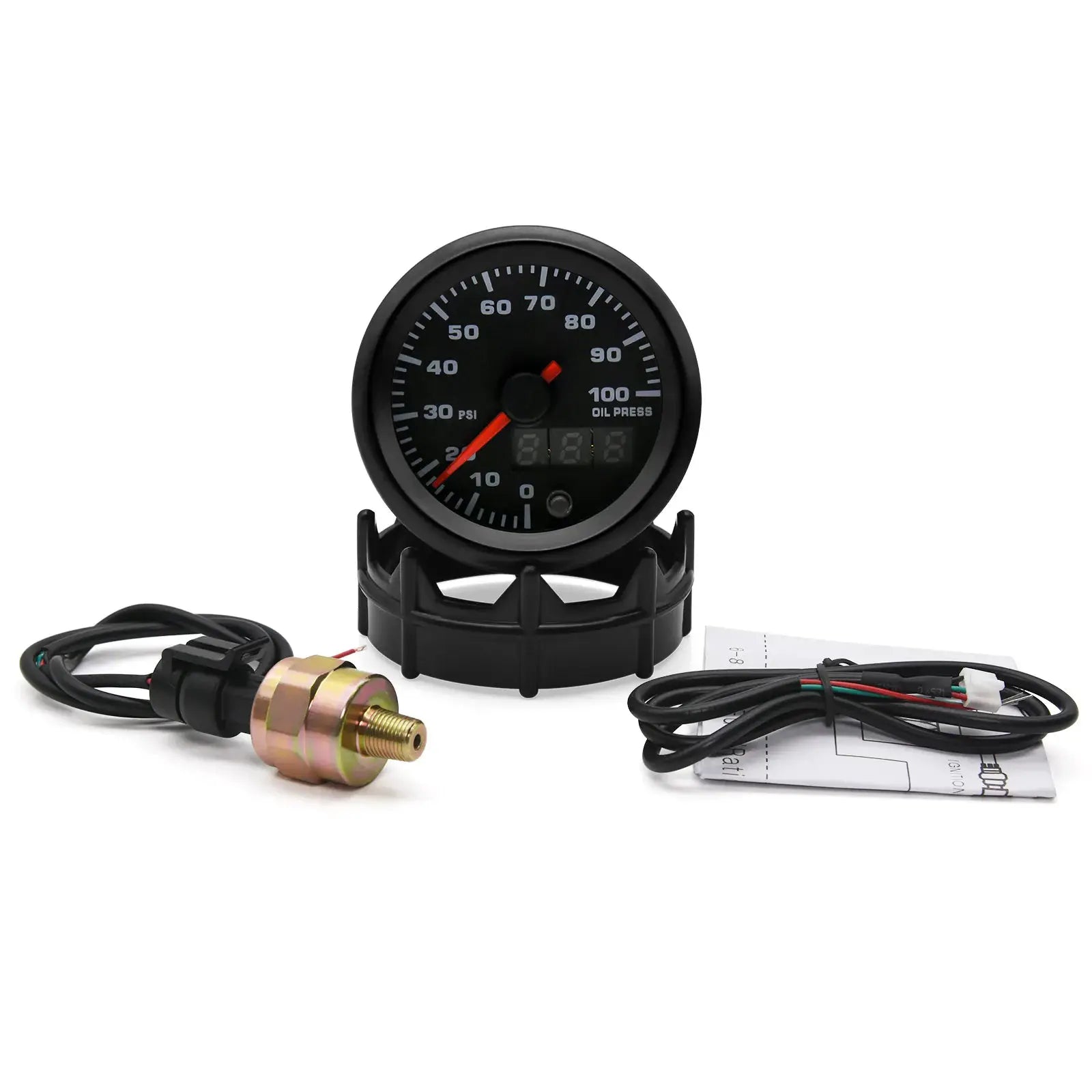 Gauge 52mm 7-color LED dual-display by Simples Market with wiring harness and sensor