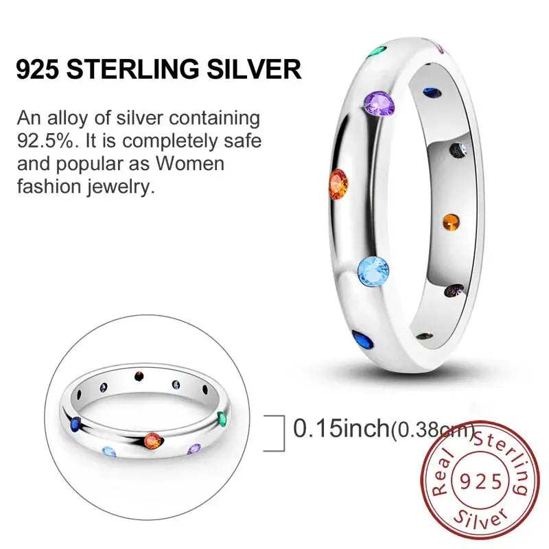 925 Sterling Silver Rings Bow Heart Star Sun Moon Zircon For Women Jewelry Birthday Anniversary Gifts
