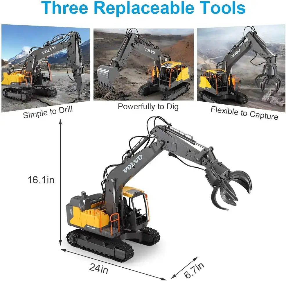 Double E E568 RC Excavator One Sixteenth Scale 17 Channel Crawler Truck Alloy Digger Remote Controlled Vehicle Gift