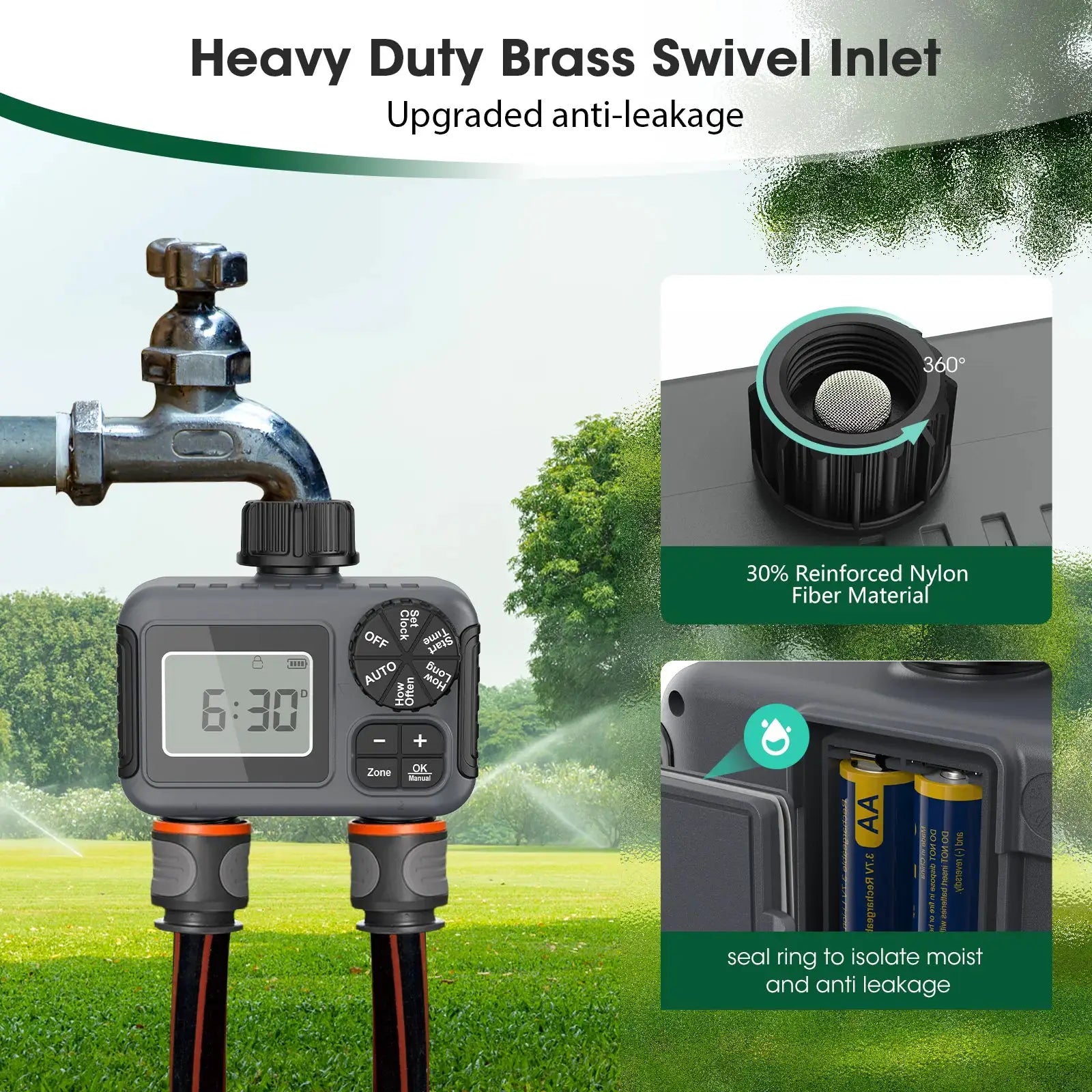 Insoma 2 Zone Sprinkler Timer Programmable Garden Hose Timer Water Saving Irrigation Controller IPX5
