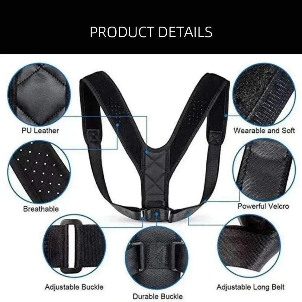 PosturePro Back Posture Correction Belt Unisex Breathable Support for Standing and Sitting
