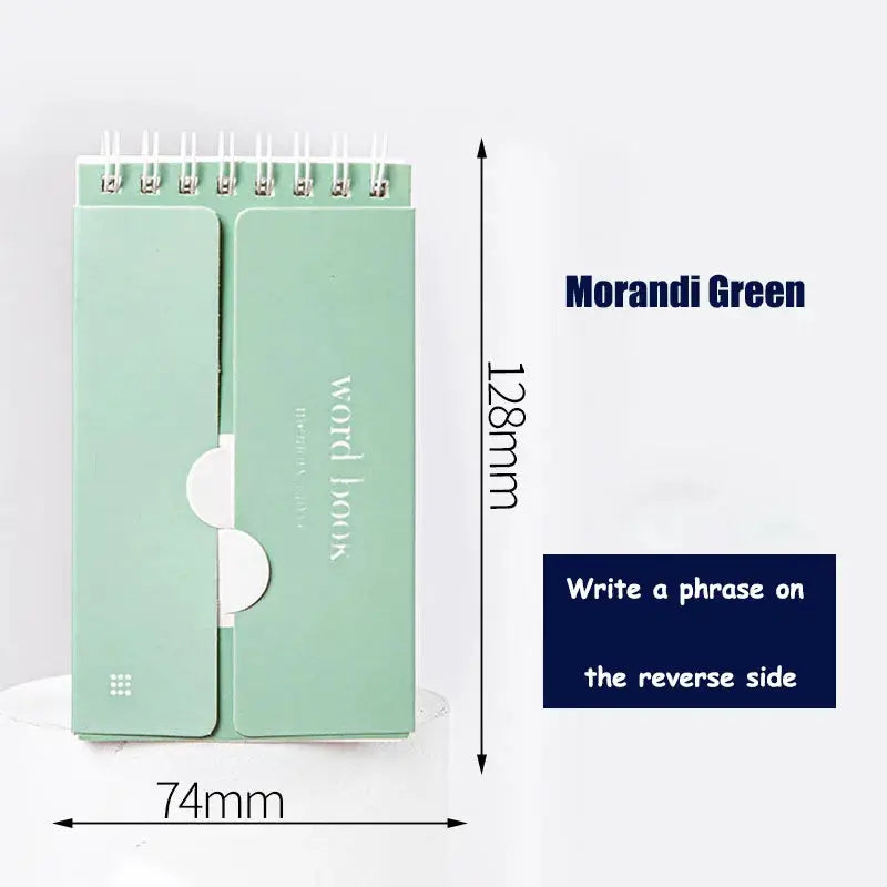 Simples Market Morandi Green mini spiral notebooks; two word books, 74mm by 128mm