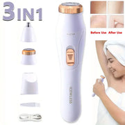 3-in-1 women's electric trimmer, white with rose-gold trim, waterproof bikini/arm/leg/face shaver by Simples Market