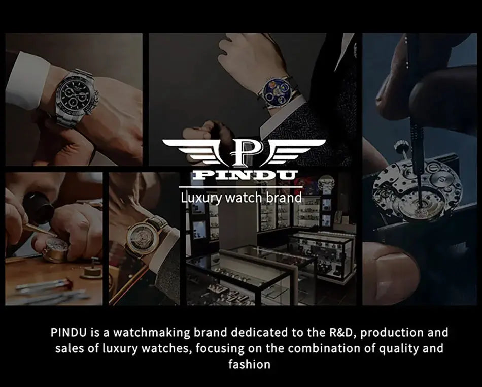 PINDU Planet Series mechanical watch with silicone strap and luminous dial