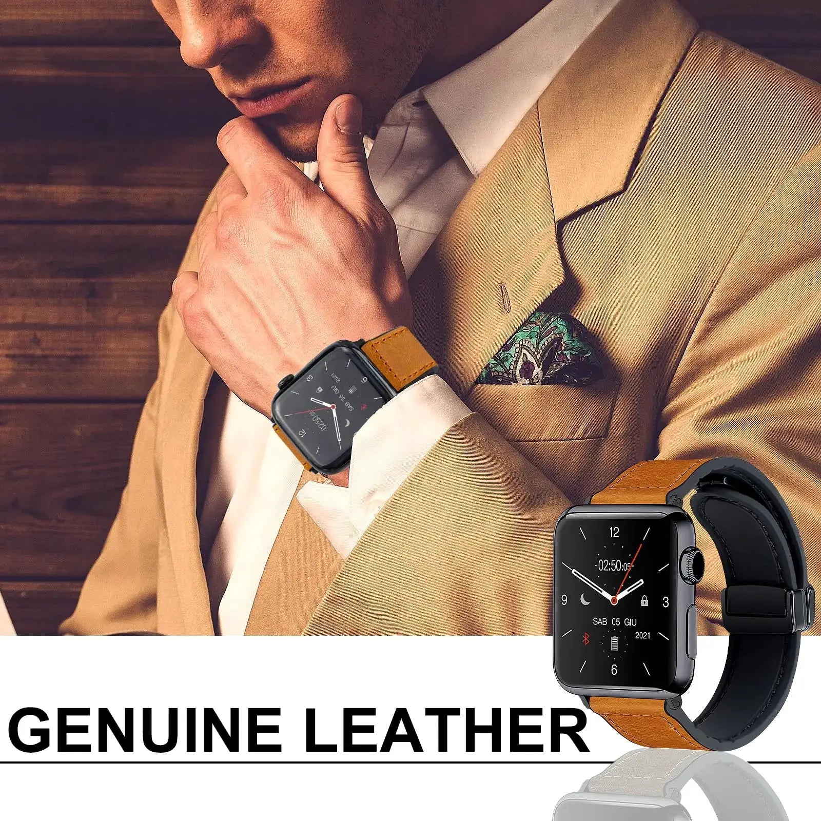 Genuine Leather Strap for Apple watch band 11 46mm 42mm 44mm 40mm 45mm 41mm bracelet iWatch series 10 9 8 7 SE3 ultra 3 2 49mm