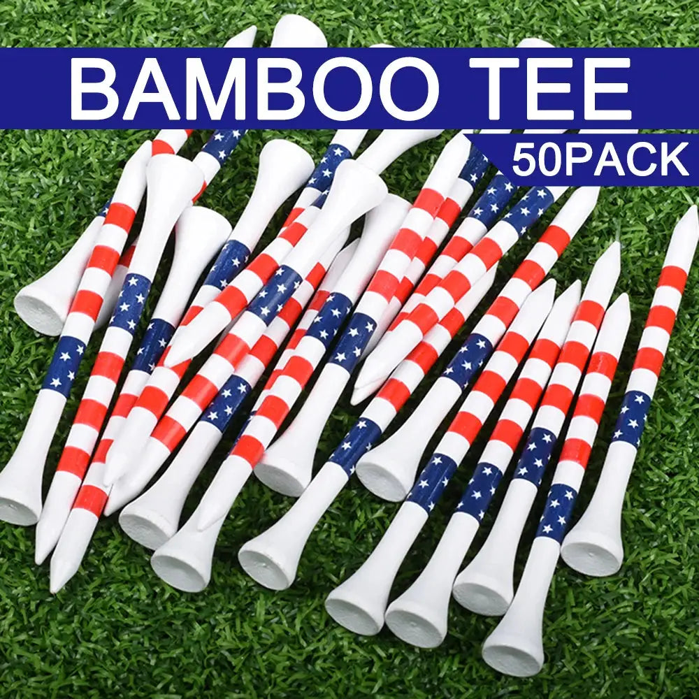 50 Pcs American Flag Bamboo Golf Tees Set Durable Eco Friendly Practice Tees Two Lengths Included