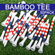 50 Pcs American Flag Bamboo Golf Tees Set Durable Eco Friendly Practice Tees Two Lengths Included