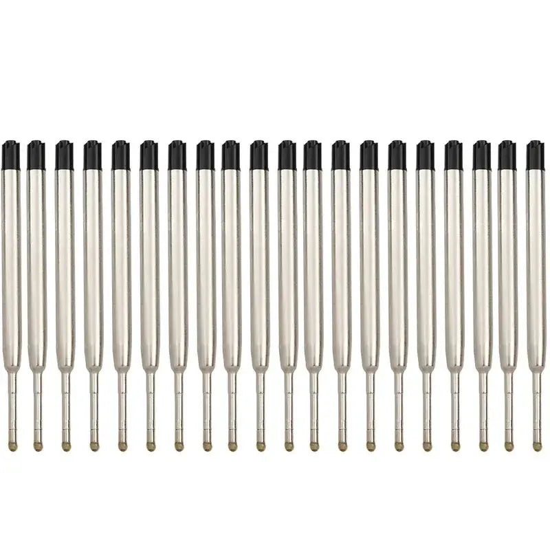 Ballpoint pen refills, 20pcs, silver bodies with black tips for Parker-style pens