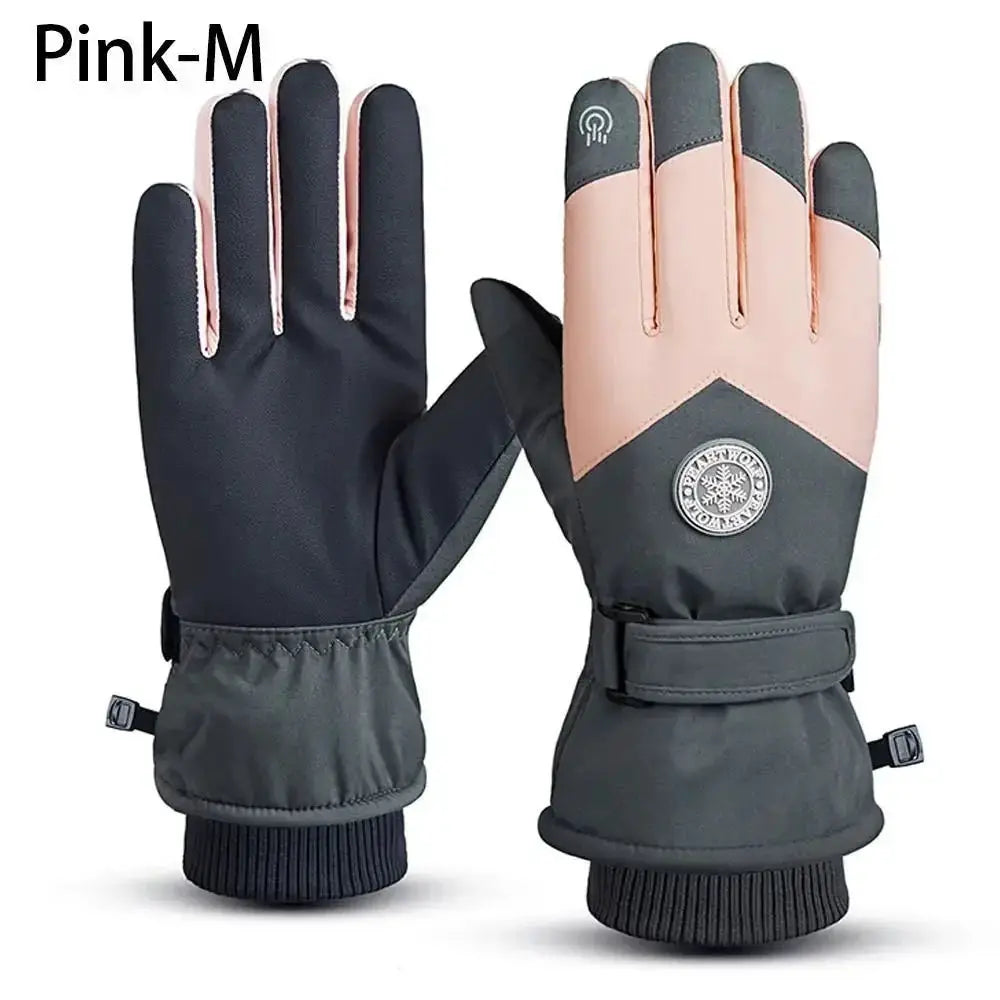 Winter Snowboard Ski Gloves PU Leather Non Slip Touchscreen Waterproof Fleece Warm Riding Gloves For Motorcycle Cycling