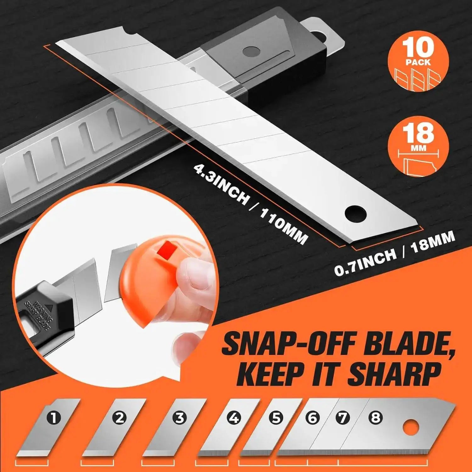 3 Pack Retractable Box Cutter Utility Knife Set With 18mm Wide Blades For Cartons Cardboard And Boxes