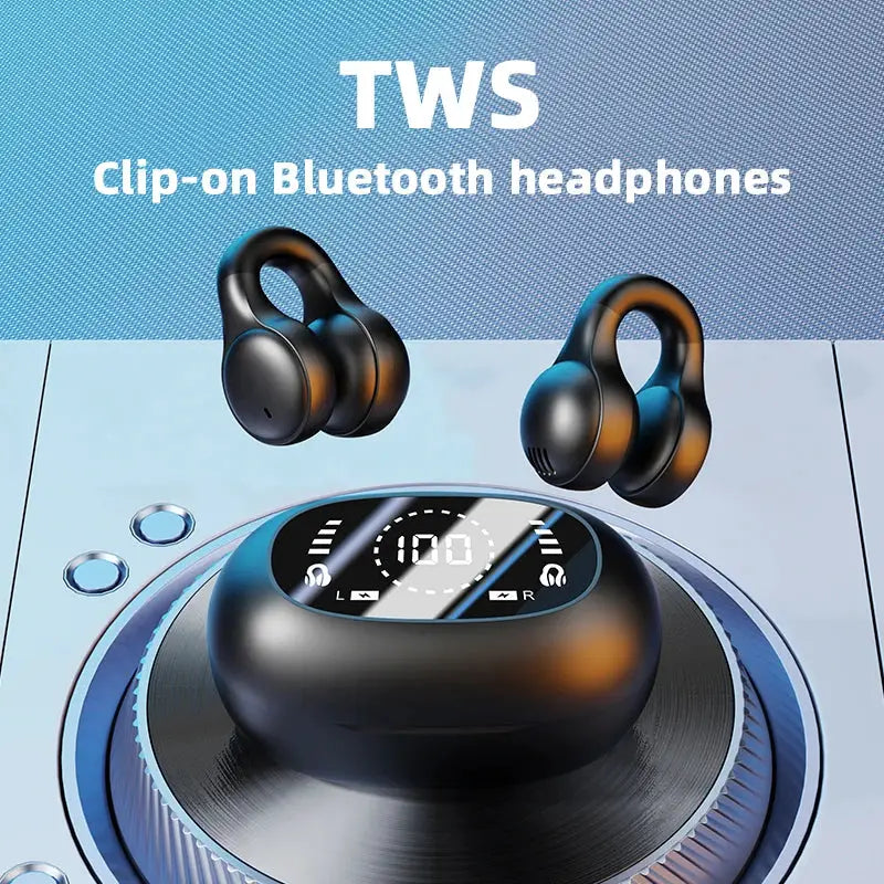 PulseTech Wireless Bluetooth Earphones With Mic Noise Canceling Clip On Earbuds For Sports And Gaming