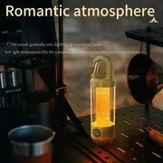 Multi-functional outdoor camping LED lantern, olive-green rechargeable waterproof light with carabiner