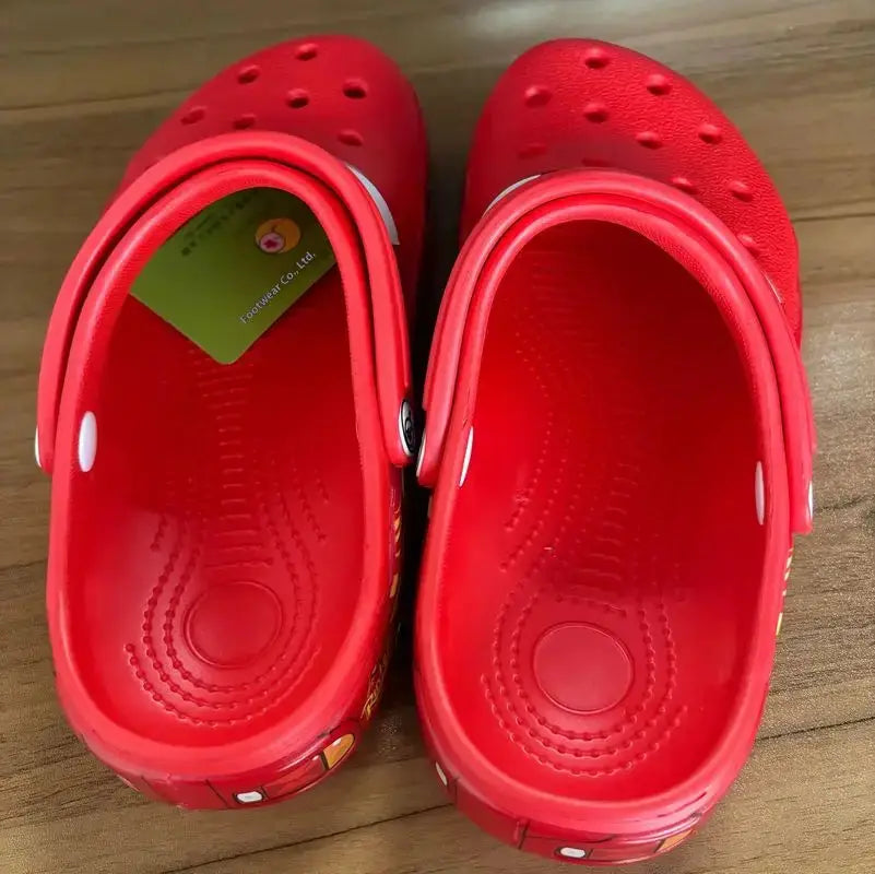 2026 Mcqueen Cartoon Slippers Waterproof EVA Outdoor Sandals for Adults Breathable Holes Beach Shoes