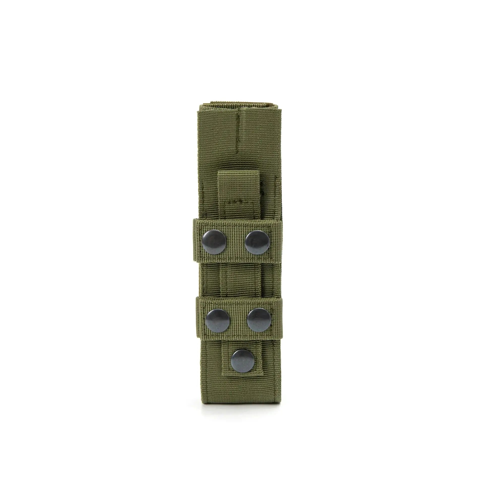 Outdoor tourniquet bag by Simples Market; olive green tactical pouch with MOLLE webbing and snap closures.