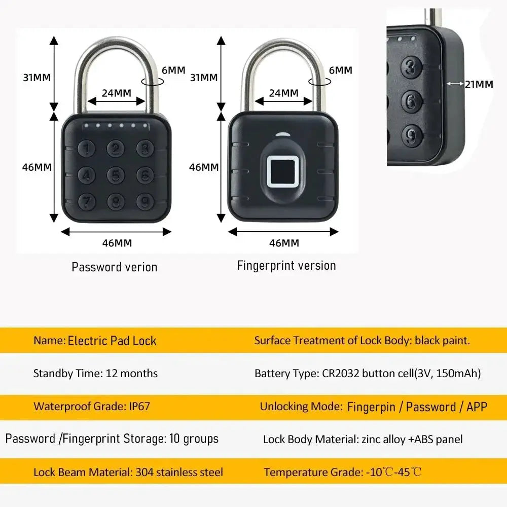 RAYKUBE Bluetooth Fingerprint Padlock Smart Digital Luggage Lock With Tuya App Control IP67 Temporary Password