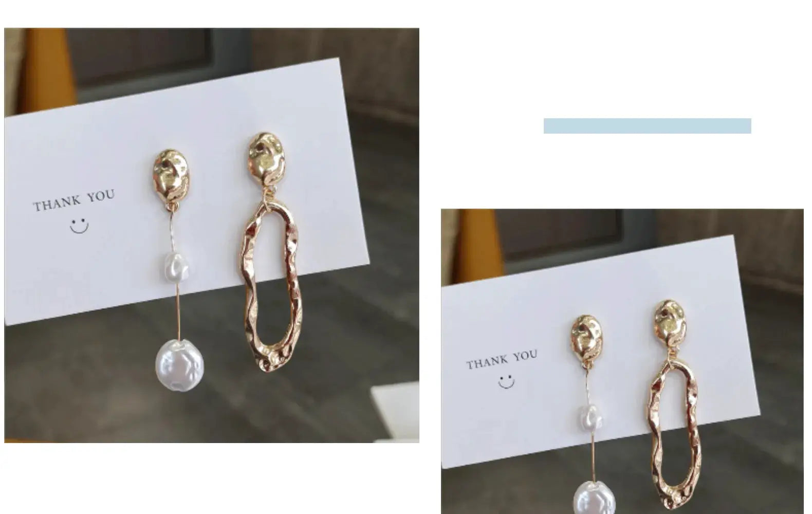 Earrings set: 2-piece gold-tone irregular design with pearl drop accents by Simples Market