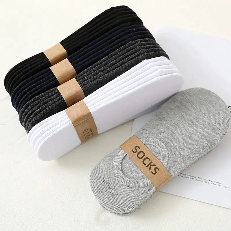 Men Invisible No Show Socks 5 Or 10 Pairs Breathable Cotton Silicone Non Slip Ankle Boat Socks