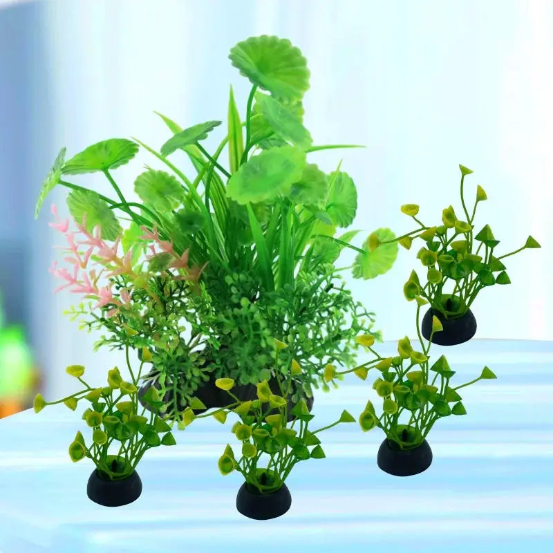 5 Piece Aquarium Plants Ornaments Set Artificial Water Grass Decoration For Fish Tanks