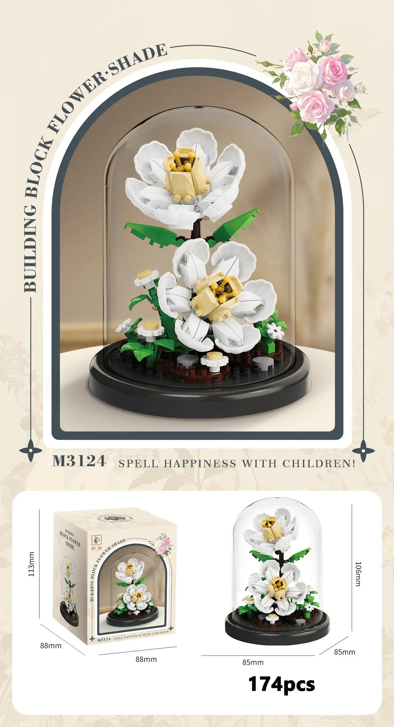 Eternal Flower Bouquet Bonsai Micro Building Blocks Model Home Decoration Puzzle Toy Gift For Kids Birthday Christmas