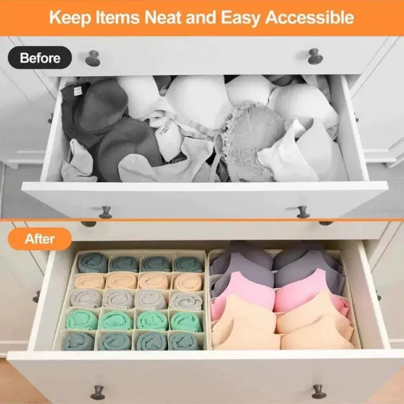 Drawer underwear storage organizer by Simples Market with two sections for socks and bras