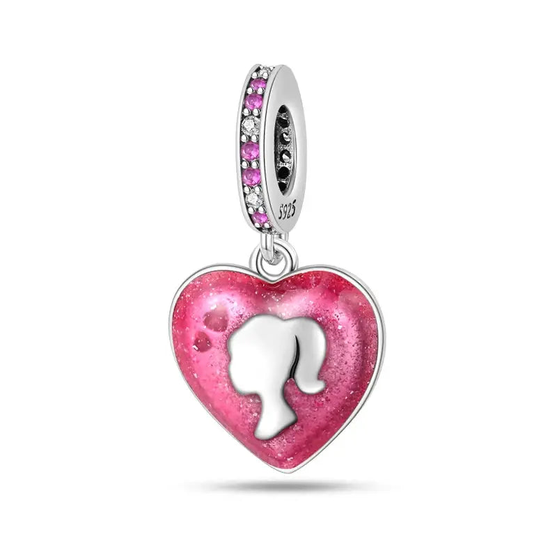 925 Silver Plated Magic Mirror Perfume Princess Angel Pink Charms Beads Fit Pandach 925 Bracelet Fine DIY Jewelry