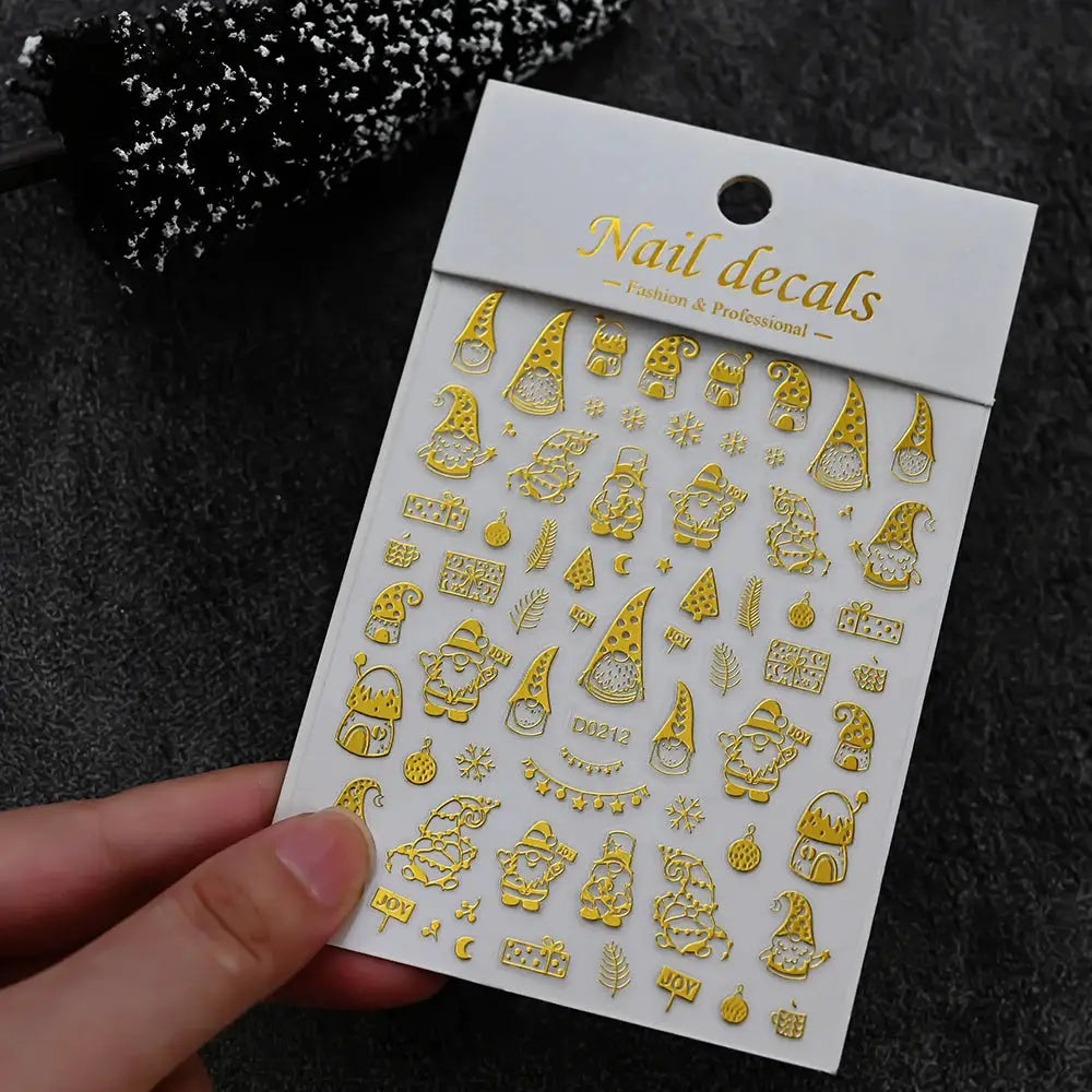 Nail decals gold foil sheet with winter motifs, self-adhesive