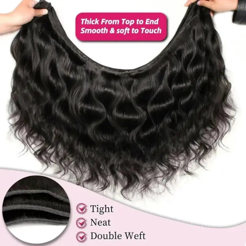 42 Inch Body Wave Human Hair Bundles Natural Black Brazilian Virgin Hair 12A Unprocessed Real Remy Extensions