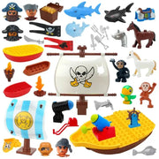 Big Size Building Block Adventure Ship Series Compatible Duplo Brave Pirates Treasure Island Playset For Kids