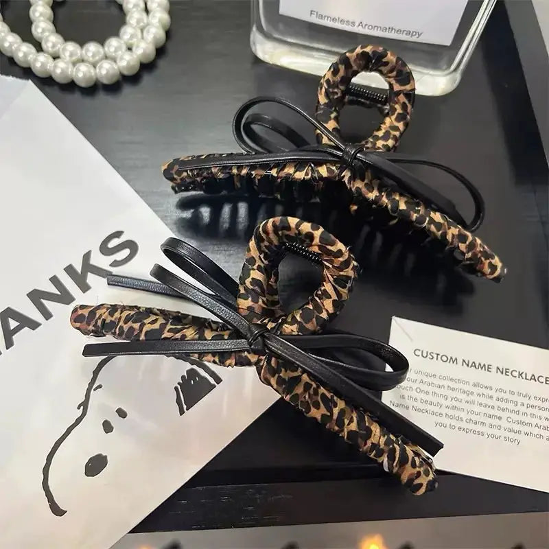 Leopard Print Retro Large Hair Clip With Durable Hold For Women High Grade Fashion Accessory